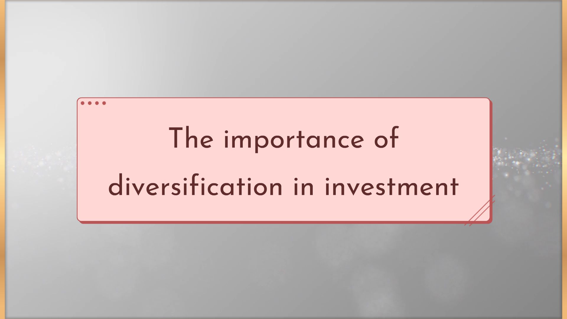 The importance of diversification in investment. - Animated Video By ...