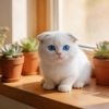 generate a dance video from a white Scottish fold cat photo