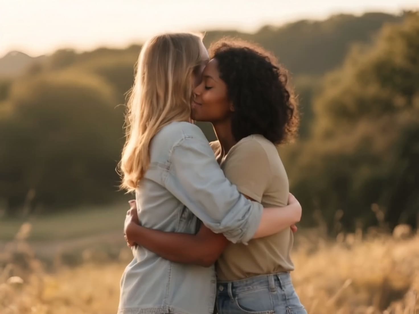 एआई की मदद से दो लोगों को स्वाभाविक रूप से गले लगाएं