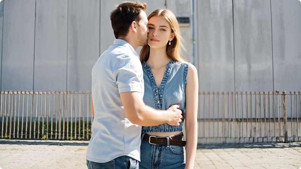 generează o scenă de sărut între două persoane cu un generator de săruturi cu inteligență artificială