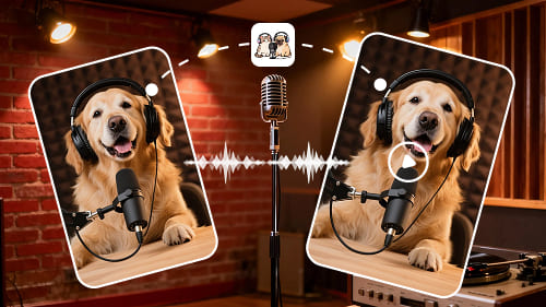 okamžitě generujte bezplatná podcastová videa s umělou inteligencí pro domácí mazlíčky