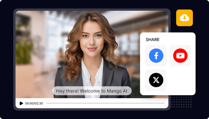 generate, download, and share AI avatar videos on social media