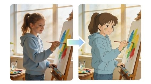 enhance your photo with Ghibli-style dreamy atmosphere