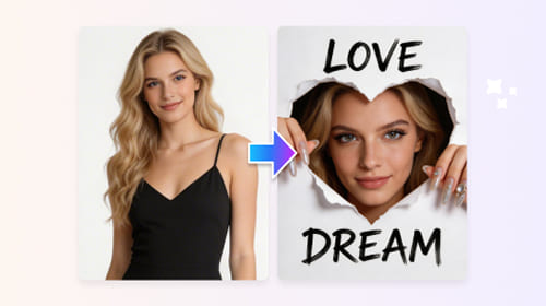 create a torn paper heart-shaped photo effect