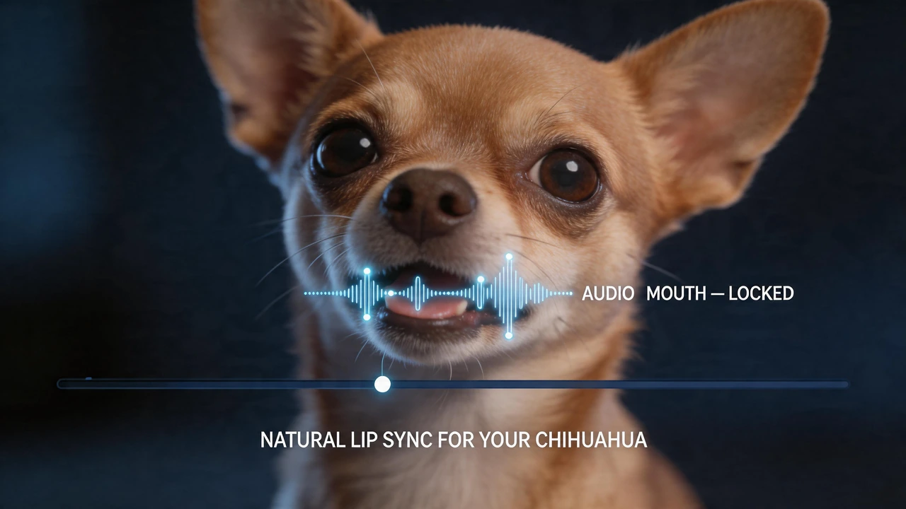 Add text-to-speech, audio upload, or microphone voice to a Chihuahua photo