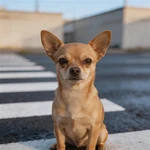 Portray Chihuahua sample on a sidewalk café brunch patio