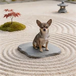 Present Chihuahua sample in a Japanese maple garden