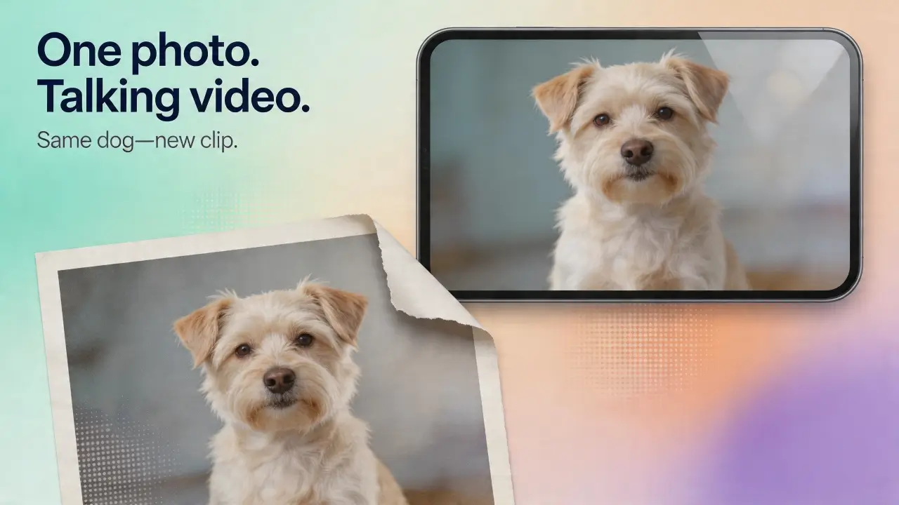 Create a talking dog video from a single clear photo.