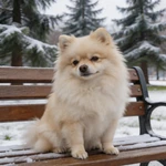 Talking Pomeranian fluffy coat and face centered