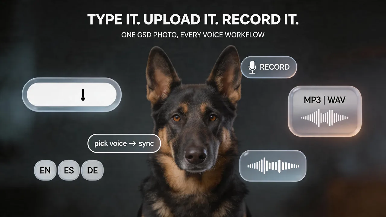 Add dialogue with typed lines an uploaded take or a quick in-browser recording