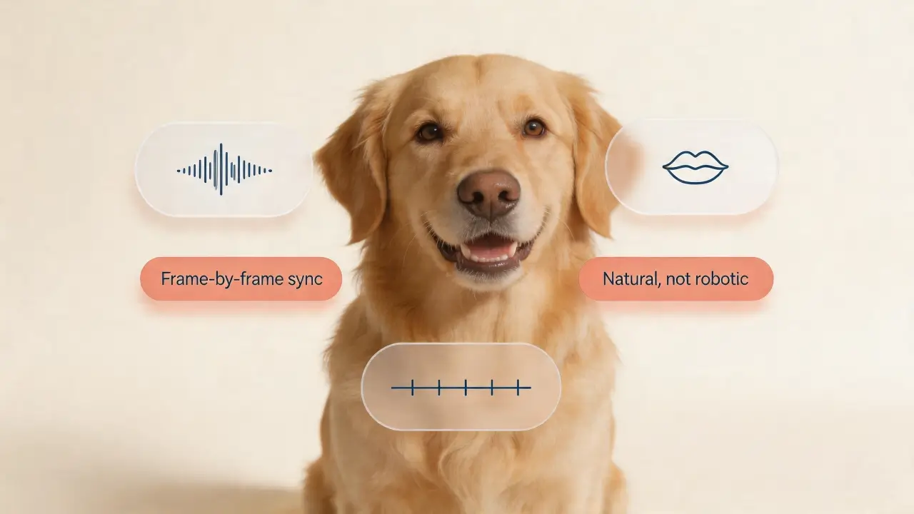 Create a Golden Retriever video with lip-sync style animation.