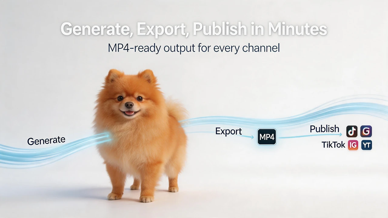 Generate and publish a talking Pomeranian video in minutes