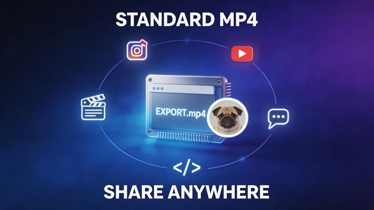 Export a pug talk MP4 to your next post or message
