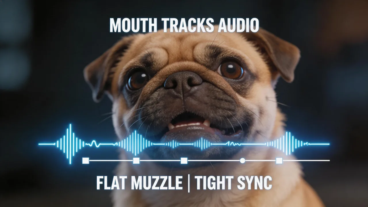 Match a pug muzzle to your audio with lip sync