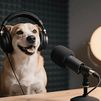 vytvořte podcast o mluvících domácích mazlíčcích se synchronizovaným zvukem a obrazem