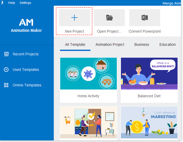 How to Create a New Blank Project Mango Animate Help Center